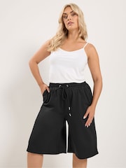 Yours Curve Black Long Sweat Shorts - Image 1 of 6