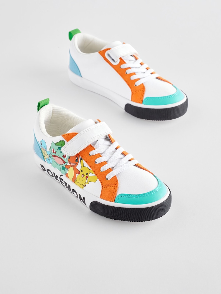 White Pokemon One Strap Elastic Lace Trainers - Image 1 of 6