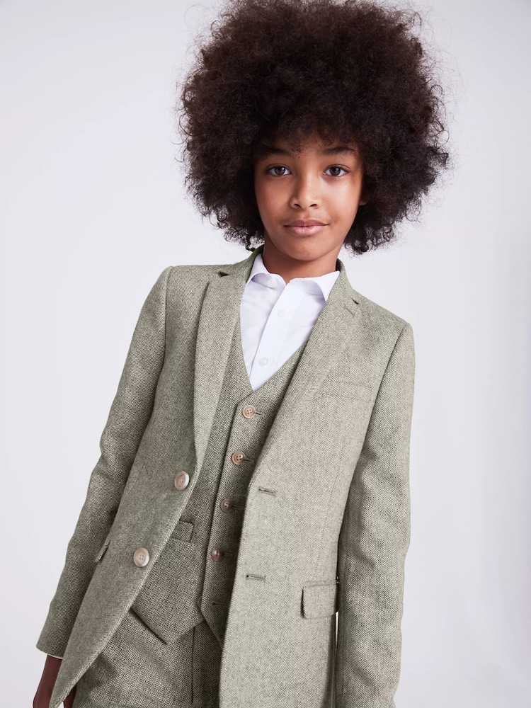 MOSS Green Boys Herringbone Tweed Jacket - Image 1 of 4