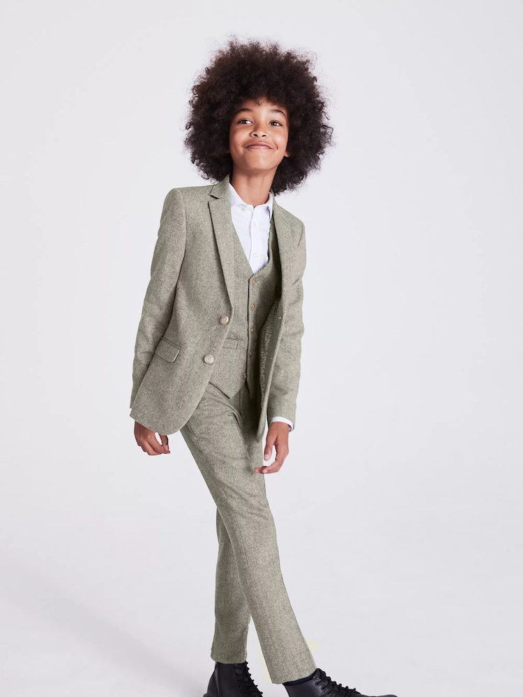 MOSS Green Boys Herringbone Tweed Jacket - Image 2 of 4