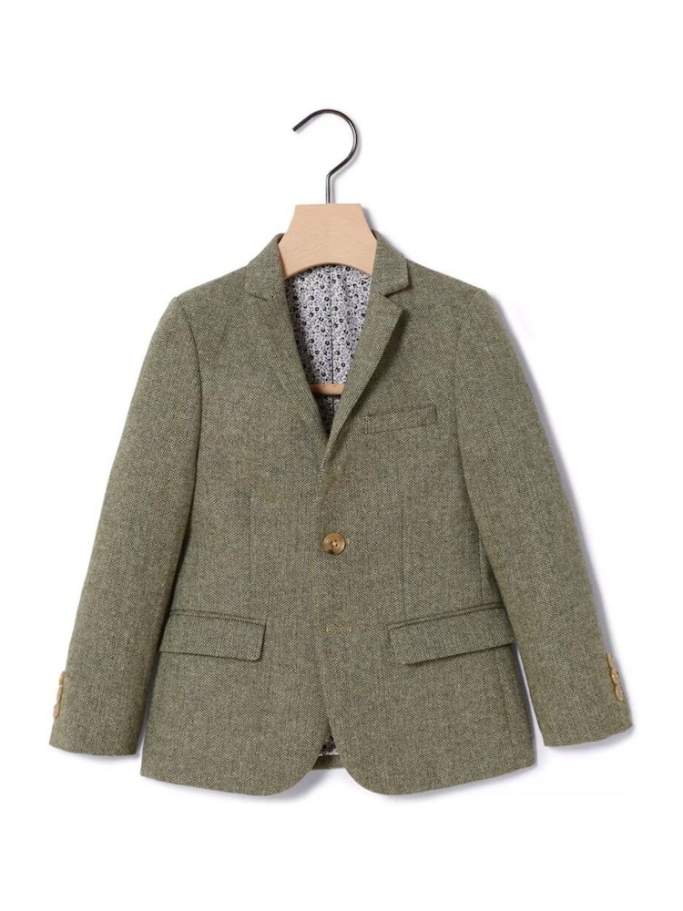 MOSS Green Boys Herringbone Tweed Jacket - Image 4 of 4