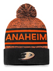 Fanatics Red NHL Anaheim Ducks Authentic Pro Rinked Cuffed Pom Knit Hat Unisex - Image 2 of 2