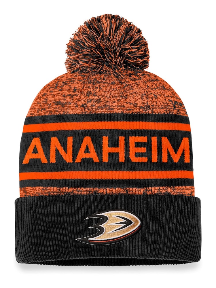 Fanatics Red NHL Anaheim Ducks Authentic Pro Rinked Cuffed Pom Knit Hat Unisex - Image 2 of 2