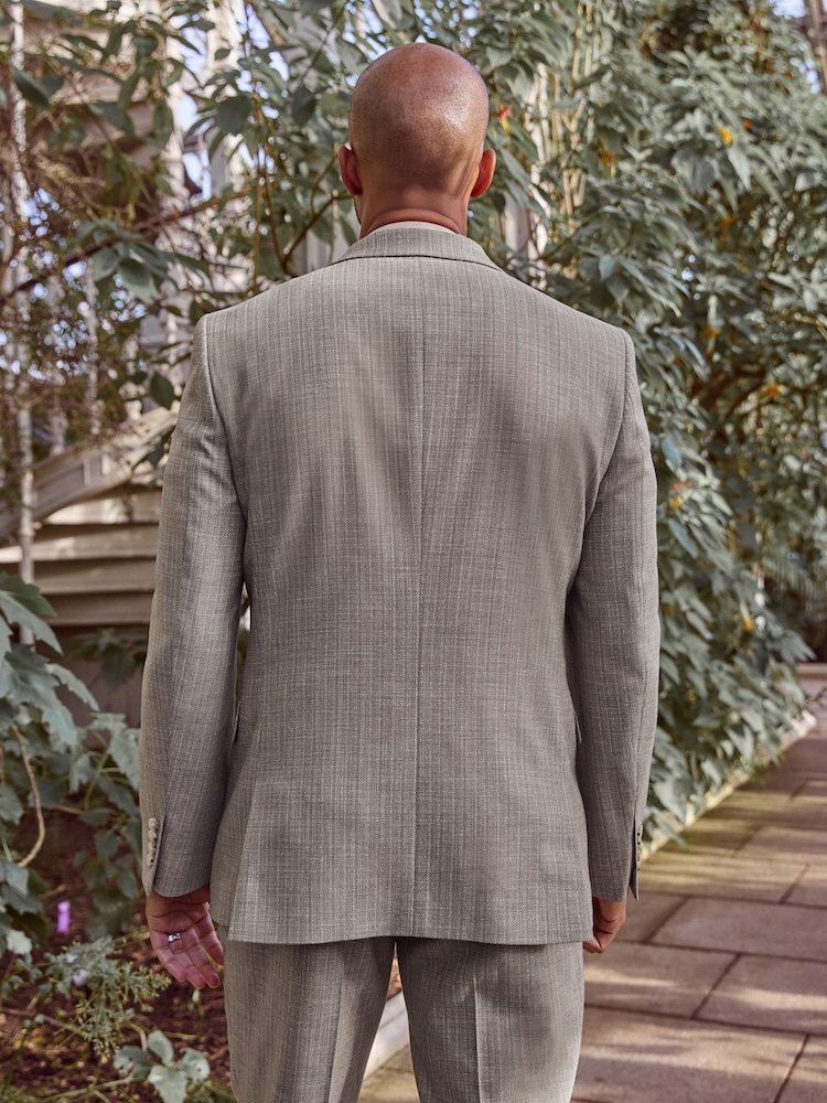 Neutral Slim Fit Textured Suit Jacket - Image 2 of 10