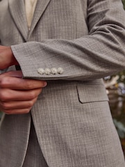 Neutral Slim Fit Textured Suit Jacket - Image 4 of 10