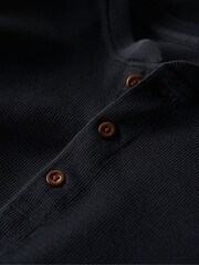 Superdry Blue Waffle Long Sleeve Henley Top - Image 4 of 5