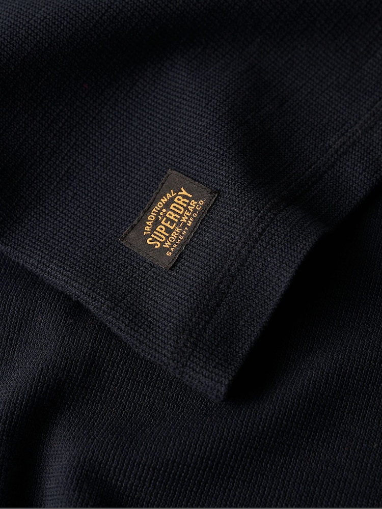 Superdry Blue Waffle Long Sleeve Henley Top - Image 5 of 5