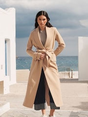 Camel Belted Long Coat - Image 2 of 8