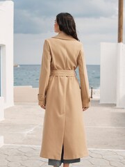 Camel Belted Long Coat - Image 4 of 8