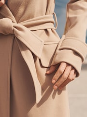 Camel Belted Long Coat - Image 6 of 8