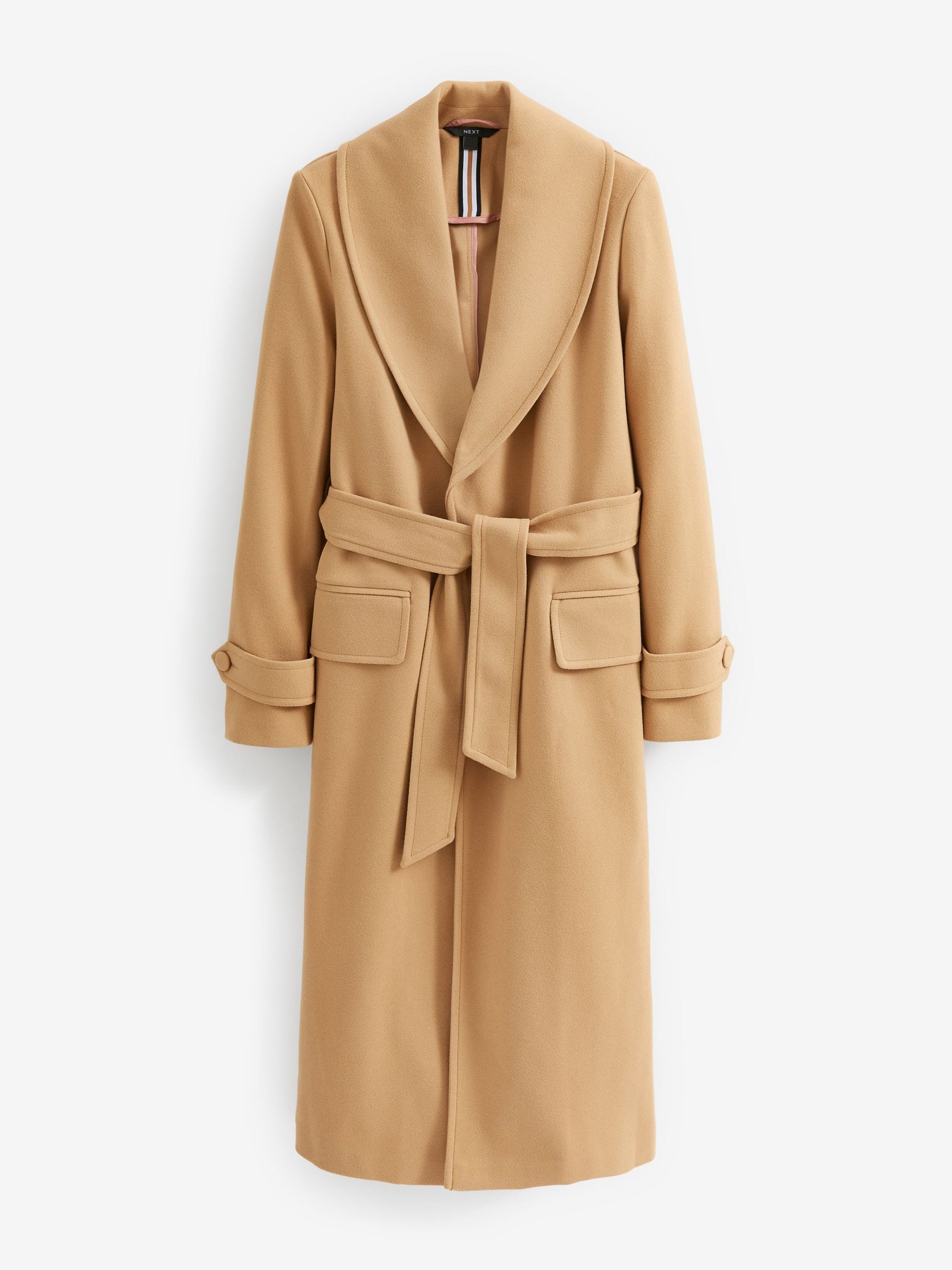Buy Camel Belted Long Coat from Next Luxembourg