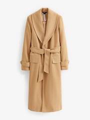 Camel Belted Long Coat - Image 7 of 8