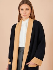 Yumi Black Contrast Knitted Cardigan - Image 3 of 4