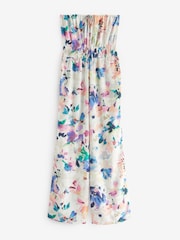 White Bright Floral Multiway Halter-Tie Bandeau Wide Leg Jumpsuit - Image 6 of 7
