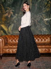 Yumi Diamonte Tulle Midi Skirt - 5суретінің 5 суреті