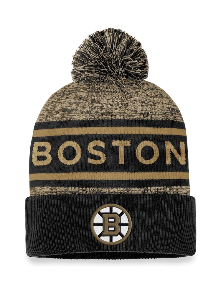 Fanatics NHL Boston Bruins Authentic Pro Rinked Cuffed Pom Knit Brown Hat Unisex - Image 1 of 2