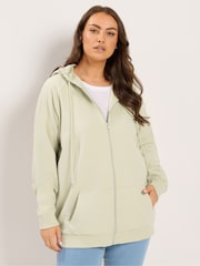 Yours Curve Natural Zip Through Raglan Hoodie - Image 1 of 6