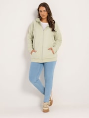Yours Curve Natural Zip Through Raglan Hoodie - Image 2 of 6