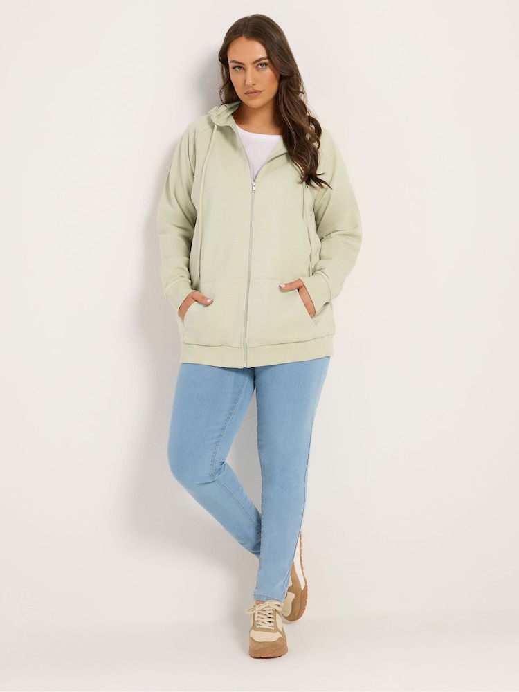 Yours Curve Natural Zip Through Raglan Hoodie - Image 2 of 6 Yours Curve Natural Zip Through Raglan Hoodie - Image 2 of 6