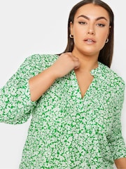 Yours Curve Green Pintuck Half Placket Blouse - Image 4 of 4