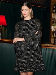 Yumi Foil Print Tunic With Flared Sleeves - 5суретінің 4 суреті