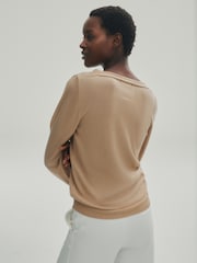 Champagne Gold Premium Lyocell Deep V-Neck Jumper - Image 2 of 8