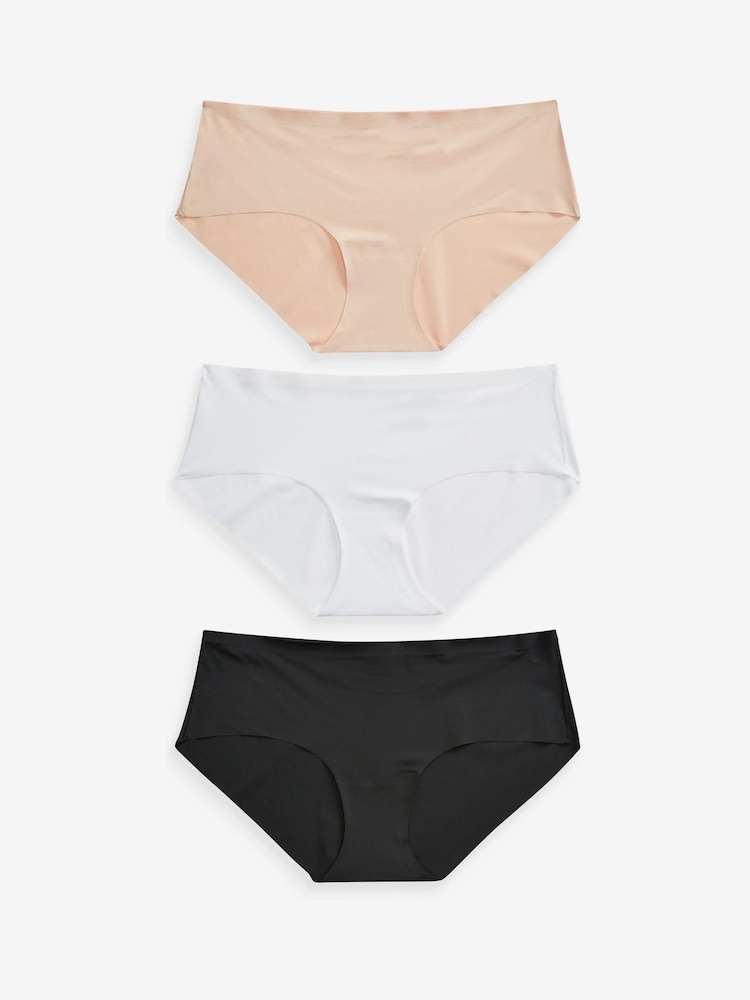 Black/White/Praline Nude Short No VPL Comfort Knickers 3 Pack - Image 1 of 7