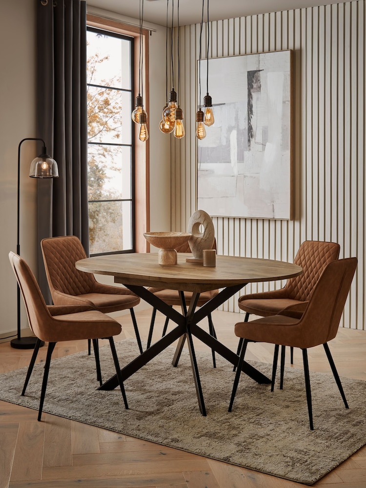 Dark Bronx Oak Effect Round 4 to 6 Seater Extending Dining Table - Image 1 of 6