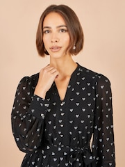 Yumi Black Heart Print Mini Dress - Image 4 of 5