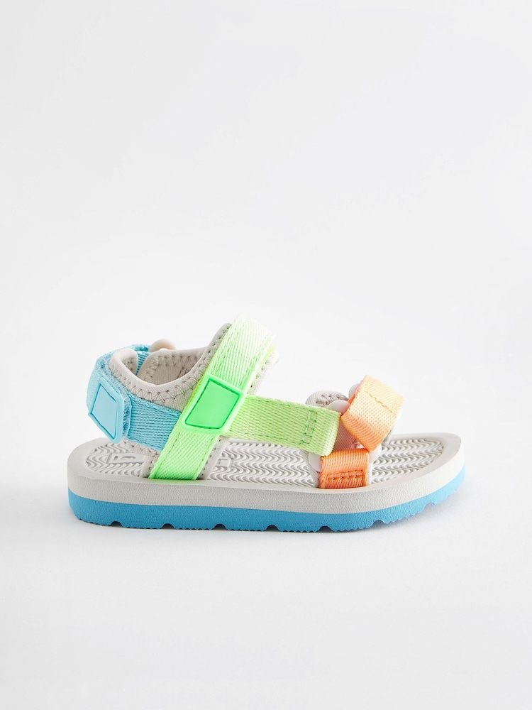 Fluro Green Standard Fit (F) Touch Fastening Adjustable Strap Tape Trekker Sandals - Image 2 of 5 Fluro Green Standard Fit (F) Touch Fastening Adjustable Strap Tape Trekker Sandals - Image 2 of 5