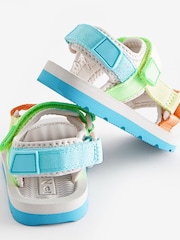 Fluro Green Standard Fit (F) Touch Fastening Adjustable Strap Tape Trekker Sandals - Image 3 of 5