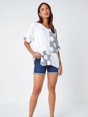 Roman White 100% Cotton Spot Print Oversized T-Shirt - Image 2 of 5