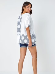 Roman White 100% Cotton Spot Print Oversized T-Shirt - Image 3 of 5