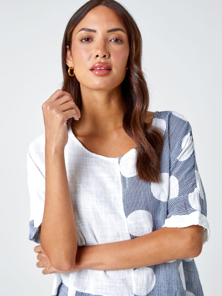 Roman White 100% Cotton Spot Print Oversized T-Shirt - Image 4 of 5