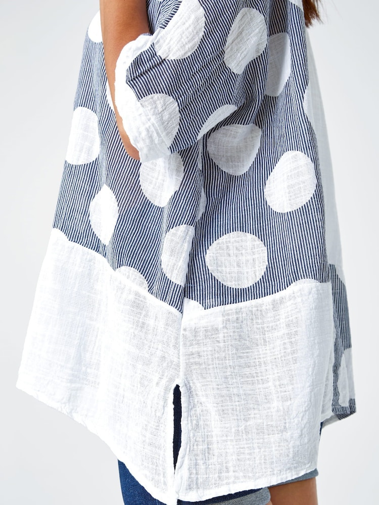 Roman White 100% Cotton Spot Print Oversized T-Shirt - Image 5 of 5