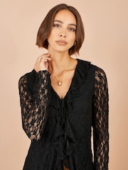 Schwarz - Yumi Ruffle Lace Top - Bild 2 von 5