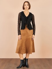Schwarz - Yumi Ruffle Lace Top - Bild 3 von 5
