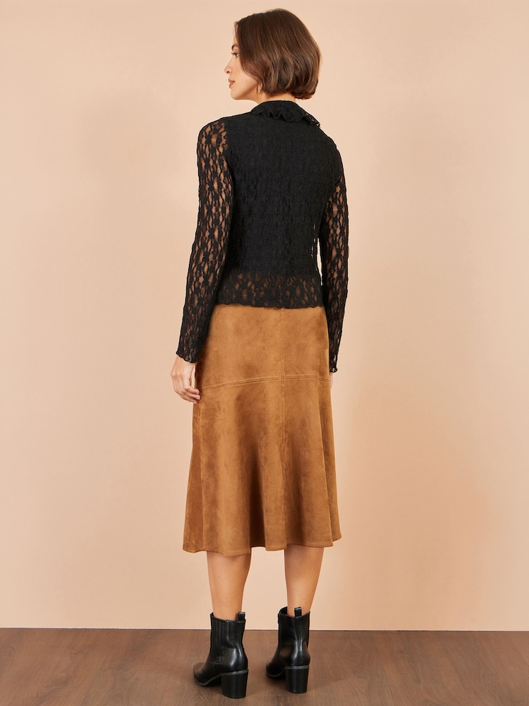 Schwarz - Yumi Ruffle Lace Top - Bild 5 von 5
