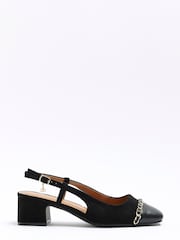 River Island Black Block Chain Slingback Court Shoes - Image 1 of 4