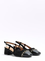River Island Black Block Chain Slingback Court Shoes - Image 2 of 4