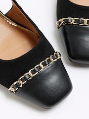 River Island Black Block Chain Slingback Court Shoes - Image 4 of 4