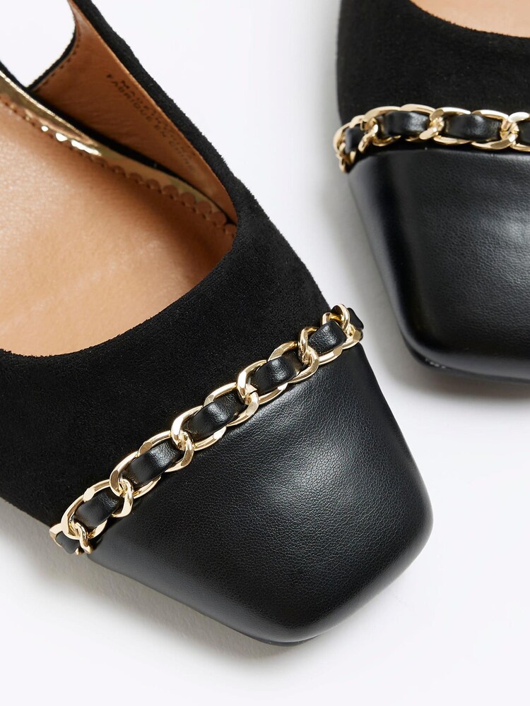 River Island Black Block Chain Slingback Court Shoes - Image 4 of 4