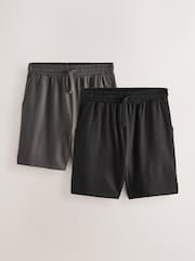 Dark Grey/Black Lightweight 100% Cotton Joggers Shorts 2 Pack - Image 1 of 10