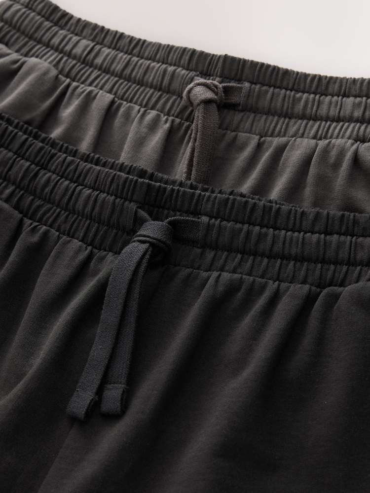 Dark Grey/Black Lightweight 100% Cotton Joggers Shorts 2 Pack - Image 10 of 10