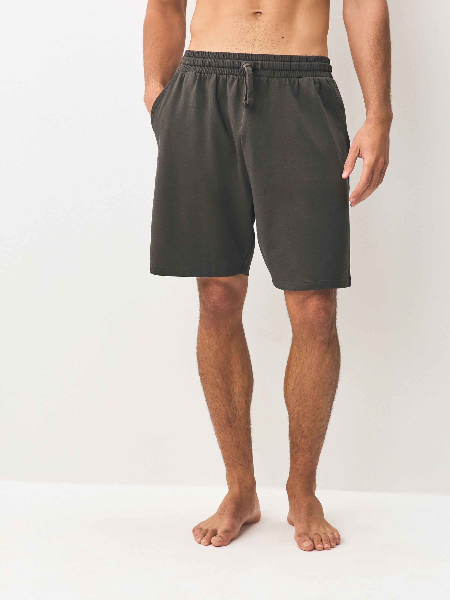 Buy Dark Grey/Black Lightweight 100% Cotton Joggers Shorts 2