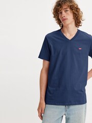 Levi's® Blue 100% Cotton Original Housemark V-Neck T-Shirt - Image 3 of 5