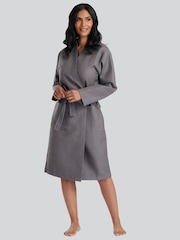 Loungeable Grey 100% Cotton Waffle Robe - Image 1 of 5