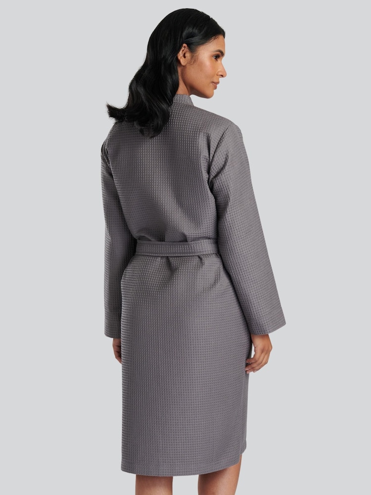 Loungeable Grey 100% Cotton Waffle Robe - Image 2 of 5