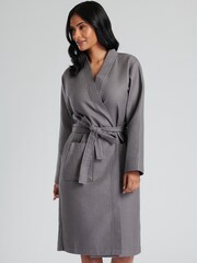 Loungeable Grey 100% Cotton Waffle Robe - Image 4 of 5
