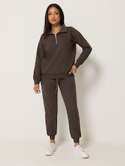 M&Co Brown Petite Half Placket Sweatshirt - Image 2 of 5